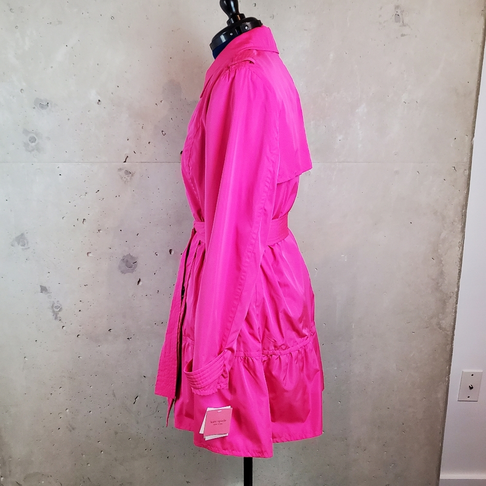 Kate Spade hot pink rain coat trench size XL - Picture 12 of 16